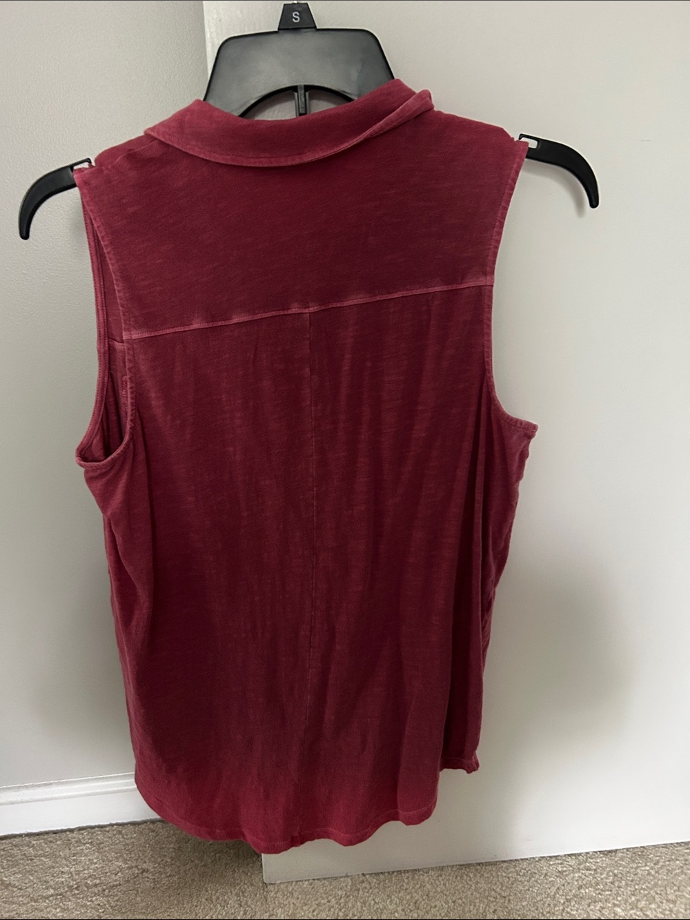 Sonoma Sleeveless Button Polo Tank - Wine - Picture 3 of 3
